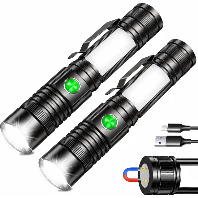 REHKITTZ S2600 Torch with COB Work Light – 2-pack