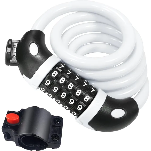 REHKITTZ 5-stelliges Kabel-Zahlenschloss – Weiß