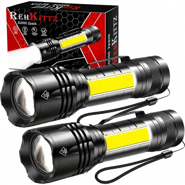 REHKITTZ S2000 Taschenlampen mit rot-weißem Seitenlicht – 2er-Pack